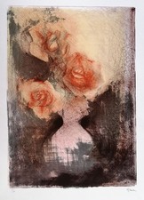 GIUSEPPE AJMONE - Tre rose. 1982 - Litografia firmata e numerata 25/100