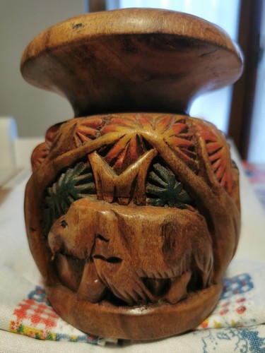 Vaso etnico legno africano - legno,