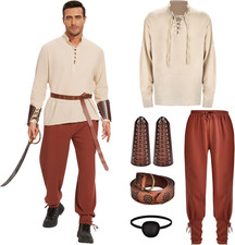 Set Di Abbigliamento Medievale Da Uomo, Costume Medievale Uomo, Camicia Medieval