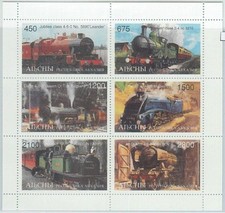 M2064 - STATO RUSSO, FOGLIO miniatura: treni, locomotive a vapore