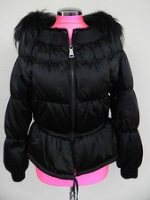 PIUMINO PRADA DONNA TG. 38 NERO GIACCA CORTA GIUBBOTTO COLLO VOLPE E VISONE