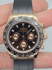 SeikOak Yacht-Style oro rosa | quadrante e lunetta neri | cinturino in gomma | 40 mm