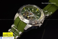 Orologio Invicta Uomo AVIATOR Cuore Aperto AUTOMATICO 51,5mm Verde/Argento SS