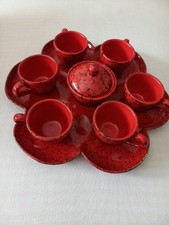 Set di 6 tazzine da caffè zuccheriera e vassoio colore rosso e nero
