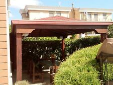 Gazebo in Legno color Noce, tetto Pergolato, 3.5m x 5m, ottime Condizioni 