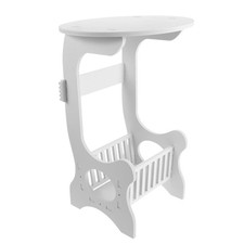 Tavolino Rotondo Moderno Bianco con Ripiano Portaoggetti Salotto Bianco 45x60 cm