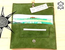 PORTATABACCO PELLE ARTIGIANALE CANAPART made in Salento VERDE SCAMOSCIATO.