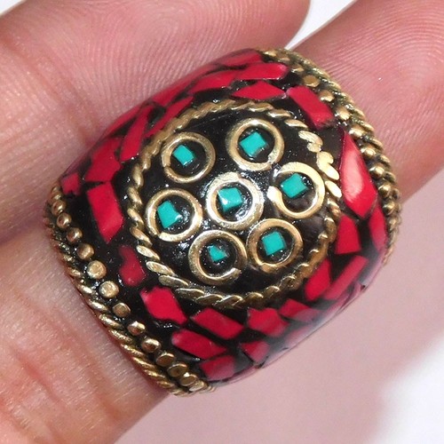Grandi anelli tibetani corallo