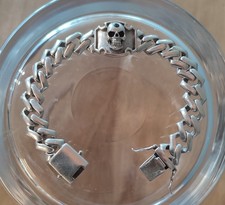 Bracciale a maglia pesante da uomo, motociclista , modello cubano con teschio 