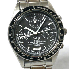 Orologio SEIKO ALBA CARIB Pilot N944 1992 Nero Cronografo Data Doppia Ora Giappone