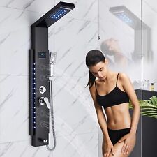 Nero LED Pannello Colonna Doccia Idromassaggio cascata con doccetta acciaio inox