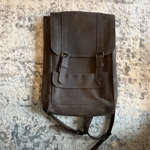 Zaino pelle marrone fatto - zaino,