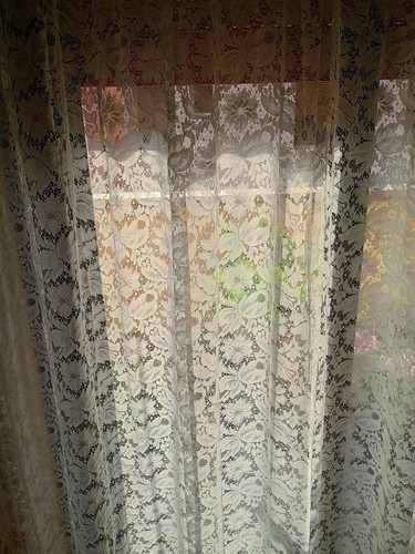 Tenda pizzo con fiori vintage - tenda,