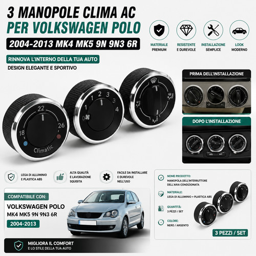 Manopole clima polo 9n - clima, vw