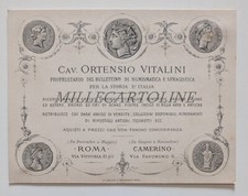 CAV. ORTENSIO VITALINI BULLETTINO NUMISMATICA E SFRAGISTICA - Cartoncino
