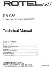 Servizio Manuale di Istruzioni per Rotel RB-985