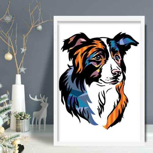 Poster parete border collie - da,