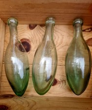 Antique Aqua Glass Torpedo Bottles, Hamilton Style, Circa 1850