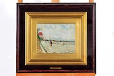 Dipinto olio tavola,, Il Vesuvio da Chiaia- Attilio Pratella