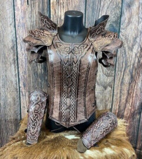 Set femminile in cuoio VALKIRIA "invecchiato": LARP, Cosplay, Cinema e teatro