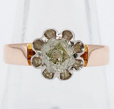 Anello solitario antico oro rosa 18k diamante taglia antica 0,70 carati (c 1900)