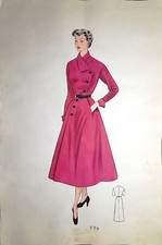 Stampa antica MODA FEMMINILE INVERNO 1954 DONNA - Pl. 774 Antique print fashion