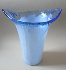 LA MURRINA MURANO VASO punte VETRO Blu Bianco STRIATO Firmato VINTAGE