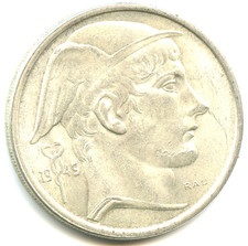 Belgique 50 francs argent Prince Charles type Mercure 1949 de qualité n°6396