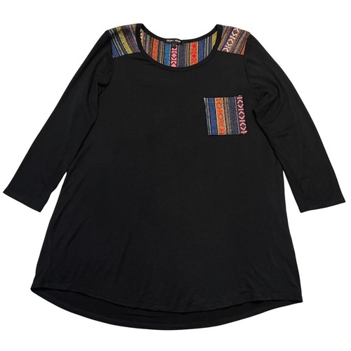 Top tunica hippie moa nero - top,