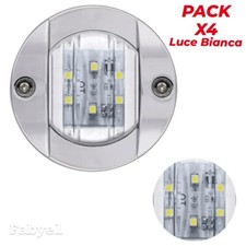 FARETTO A 6 LED TONDO DA PLANCETTA-LUCE BIANCA PER BARCA GOMMONE YACHT CONF 4 PZ
