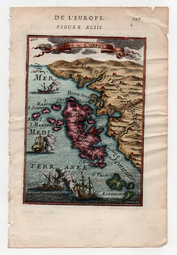 Antica mappa corfù - corfù, grecia