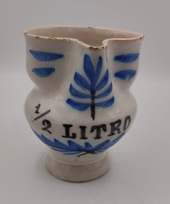 Antica Brocca Da Osteria 1/2 Litro - Maiolica Decorata - Fine '800