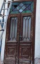 Portoncino, porta, portone ingresso antico in legno massello originale da ristru