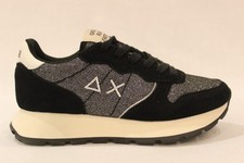 SUN68 Z45204 ALLY GLITTER TEXTILE ginnastica donna in pelle e tessuto nero 11