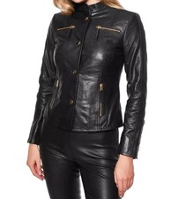 Camicia da donna in pelle nera