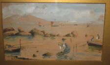 1860 Acquerello di NAPOLI Scuola di  Posillipo Firmato Da collezione
