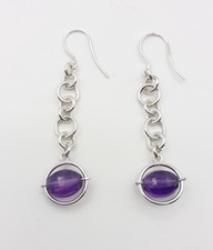 Orecchini Ametista argento 925 gioiello donna catena artigianale