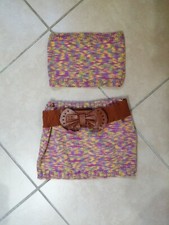 Completo Bambina Handmade Fatto A Mano Uncinetto Top Minigonna 4/5 Anni Colorato