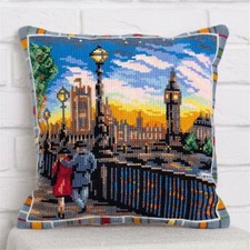 Set di cuscini a punto croce Panna "London Sky" 40x40cm, motivo di conteggio