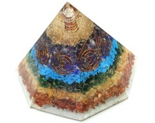 Grande 7 chakra cilindrico strati guarigione orgonite 3 pollici piramide pietra naturale