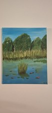 "IL LAGO" Quadro Dipinto A Mano In Acrilico