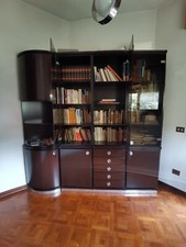 Libreria vintage anni 70 ad angolo per studio/ufficio ante in vetro