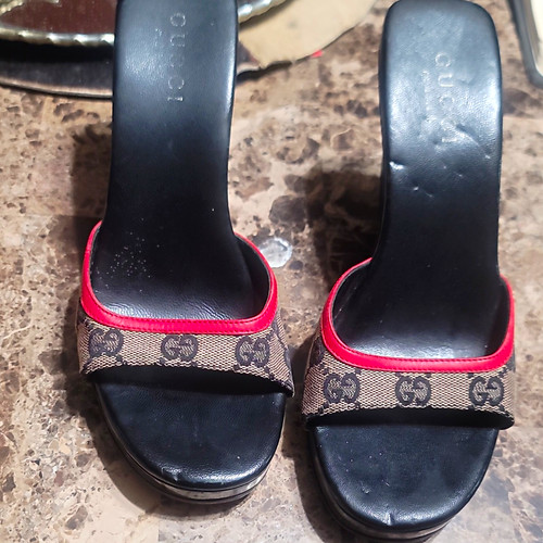 Gucci logo zeppa - logo, mule