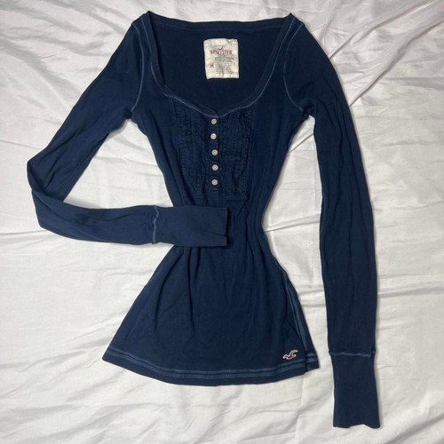 Top henley hollister - henley, blu