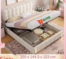 Letto imbottito Creahappy, struttura letto matrimoniale, letto contenitore 