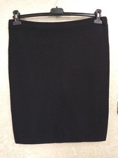 Gonna misto lana tg 42 nera al ginocchio morbida invernale calda 