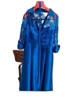 ABITO DA CERIMONIA  SARTORIALE DA DONNA ,BLU, CON BUSTINO IN PIZZO E GONNA LUNGA