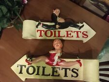 SET 2 INSEGNE RESINA MEN & WOMEN WC TOILET VINTAGE BAGNO NEGOZIO BAR RISTORANTI