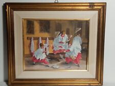 "Chierichetti in sacrestia" - Firma indecifrata - Olio su tavola in cornice