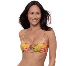 Top bikini doppio anello nuovo con etichette Sports Illustrated XL Super Bloom - costume da bagno